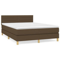 BOXSPRINGBETT Mit Matratze Dunkelbraun 140/200 Cm Stoff - Weiß, Textil (140/200cm) - vidaXL