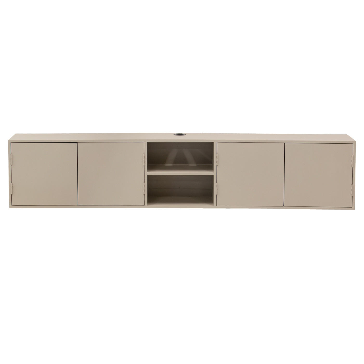 SCHWEBENDES TV-Möbel mit 4-Türen aus Mangoholz 200cm, taupe - Taupe, Holz (200/40/30cm) - Giga Meubel