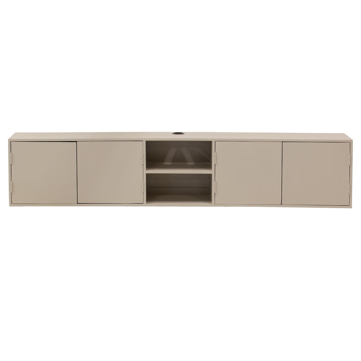 SCHWEBENDES TV-Möbel mit 4-Türen aus Mangoholz 200cm, taupe - Taupe, Holz (200/40/30cm) - Giga Meubel