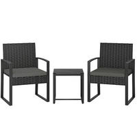 ZAHRADNÍ bistro set z oceli 55x58x76 cm tmavě šedý se 2 křesly, stolkem a odnímatelnými polštáři - tmavě šedá, kov - Modfu
