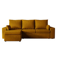 ECKSOFA Paco mit Bettkasten und Schlaffunktion, L-Form/XL-Form, Velourstoff, Universal - Currygelb, Holzwerkstoff (246/145cm) - 4ALL HOME