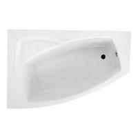 BADEWANNE Eckwanne FRIDA 160/105 Links mit Styro Ablauf Füße - Weiß, Kunststoff (105/58/160cm) - bad land