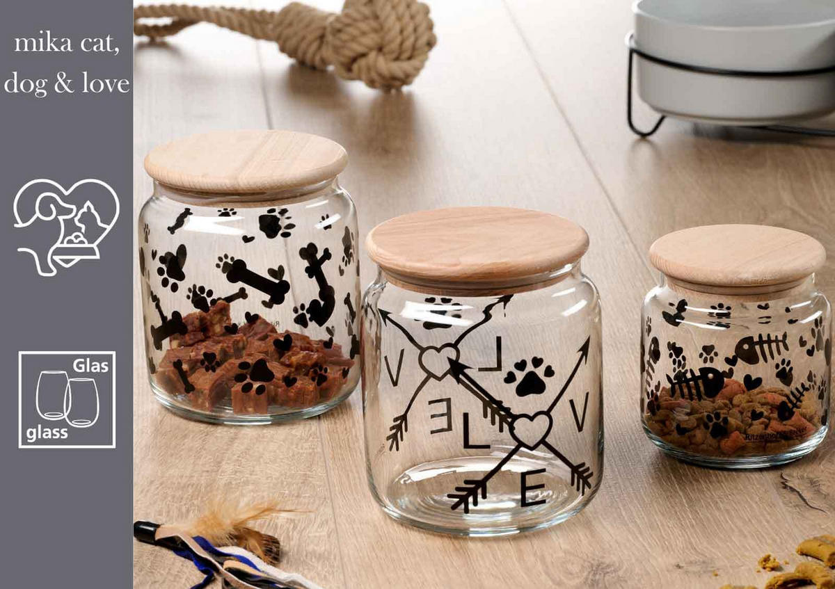 LECKERLI-DOSEN MIT DECKEL Mika Dog transparent ø 12 cm 6er Set - Transparent, Glas (12/14/12cm) - Ritzenhoff Breker