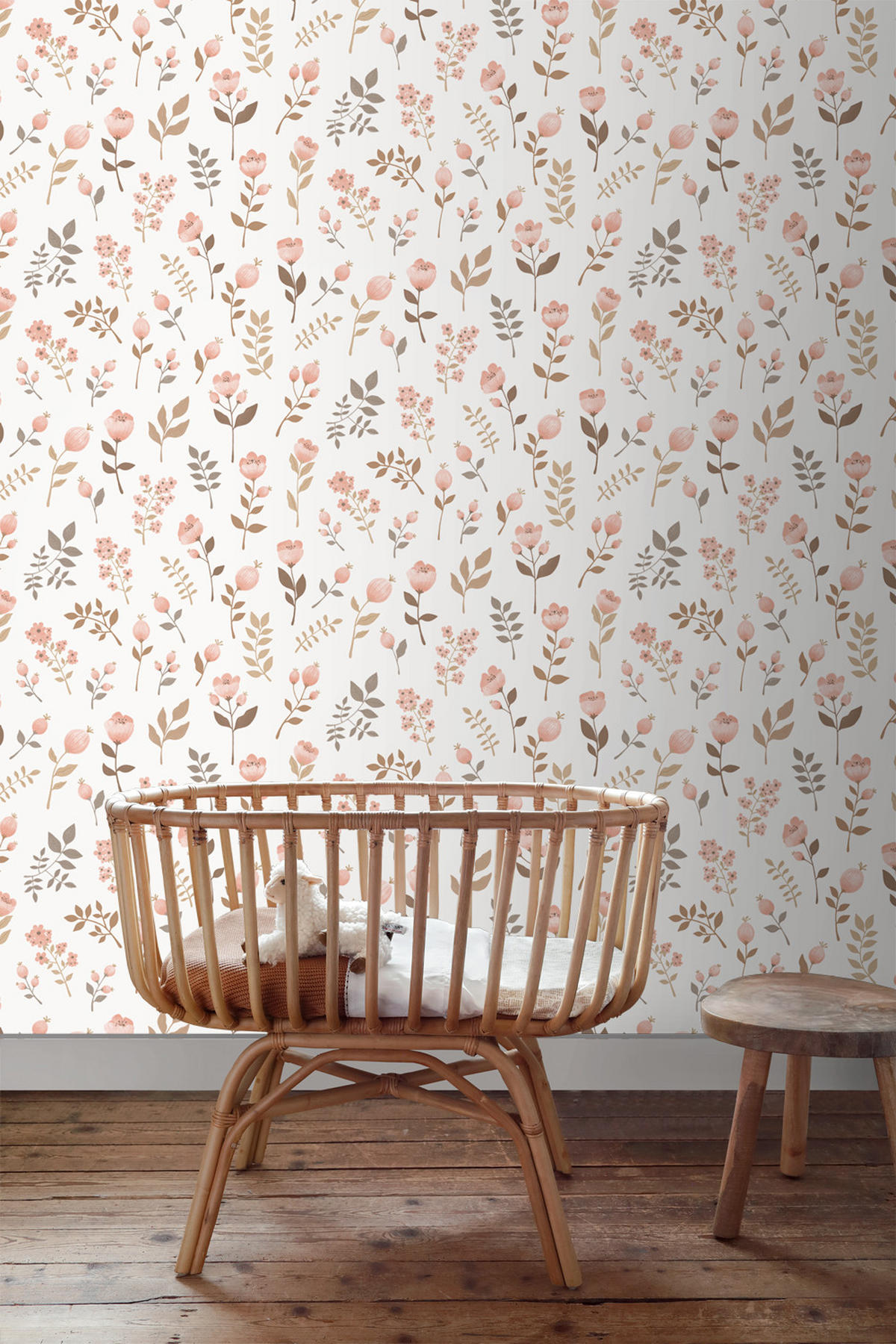 TAPETE Blumen 53 cm x 10.05 m - Weiß, Papier (53/0.1cm) - ESTAhome