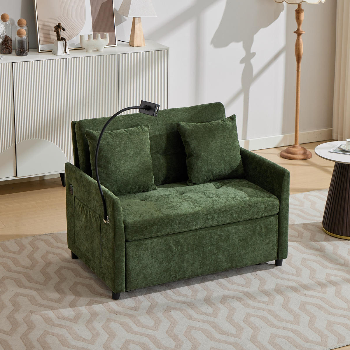 SCHLAFSESSEL DE-35222 mit USB und Tablethalter Grün - Grün, Metall (72/83.5/109cm) - ComfortXL