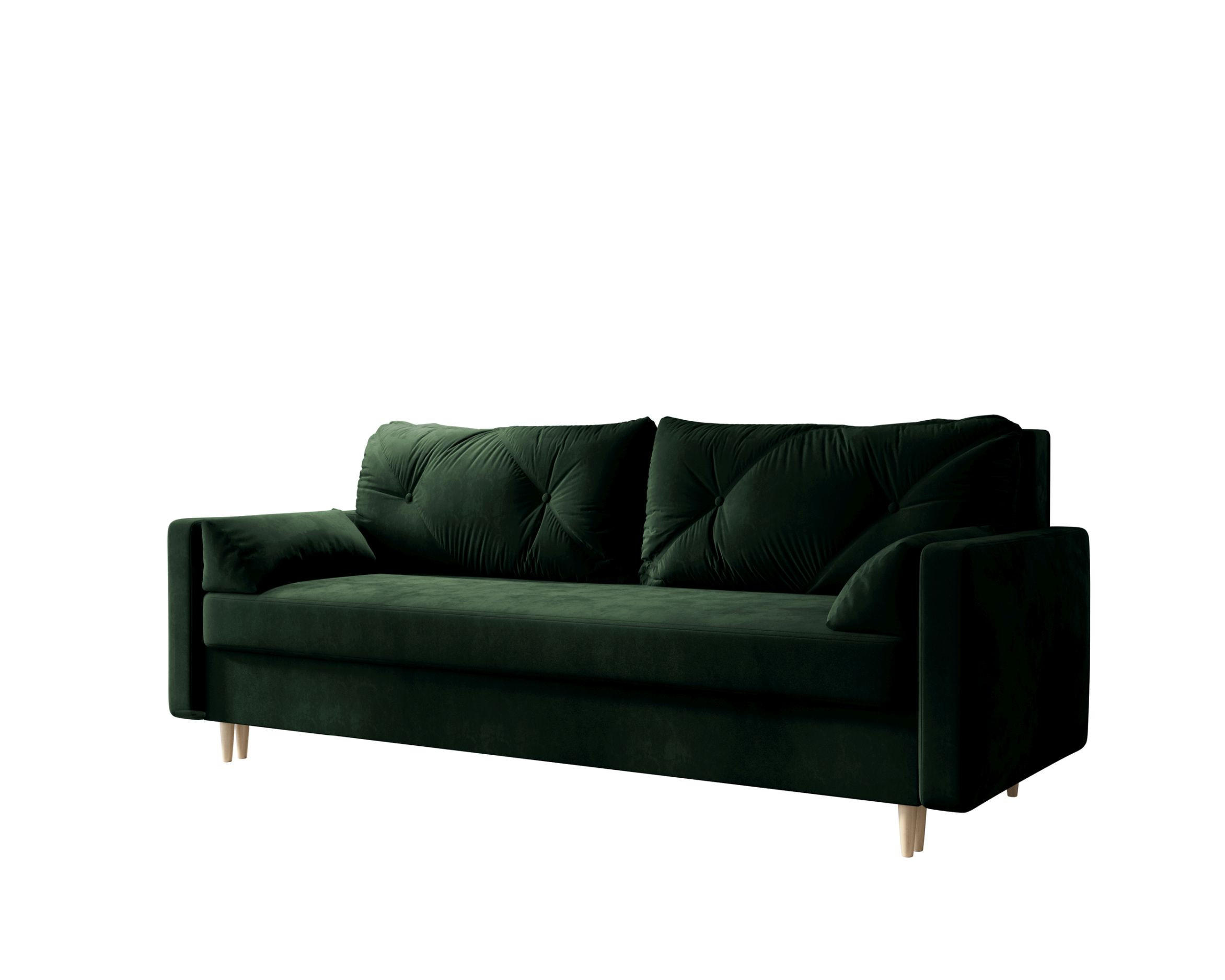 SOFA ASTRA mit Schlaffunktion ITAKA 10 mit Stauraum - Grün, Textil (90/88/228cm) - Bedante