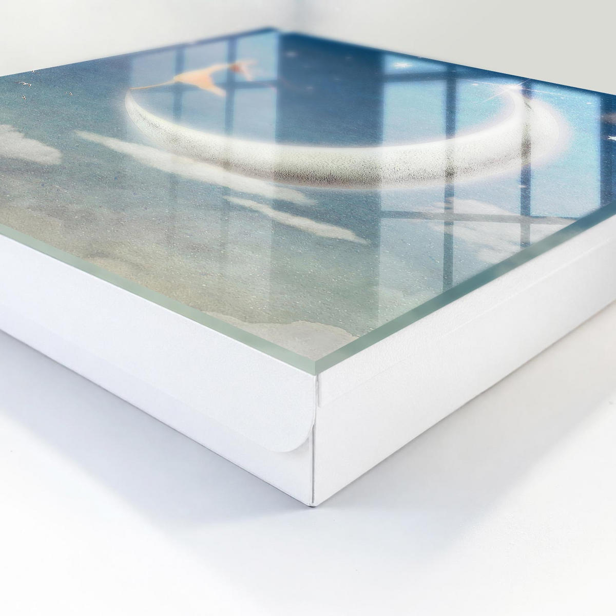 SCHLÜSSELBOX Weiß 30x30 cm – Türöffnung nach rechts - Himmlische Reise - Blau, Metall (30/30/5cm) - TULUP