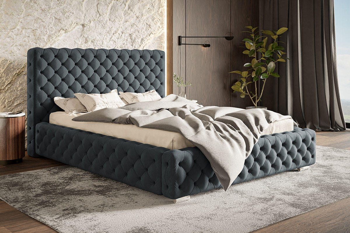 BETT Grau BEN 15- Gepolstert Mit Bettkasten 120x200 cm - Graphitfarben, Textil (120/200cm) - Sepro Meble