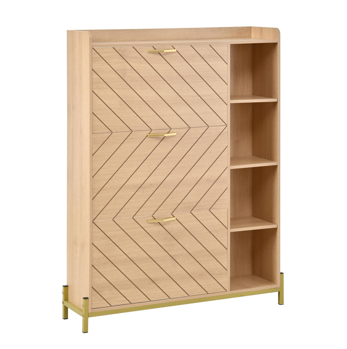 SCHUHSCHRANK mit Klapptüren 90 x 24 x 119 cm MDF Natural - Naturfarben, Holz (24/119/90cm) - Beauniv