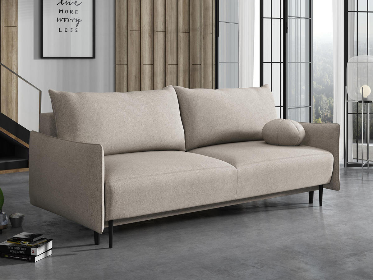 SCHLAFSOFA Dalia - Beige/Schwarz, Holz/Textil (225/88/98cm) - MIRJAN24