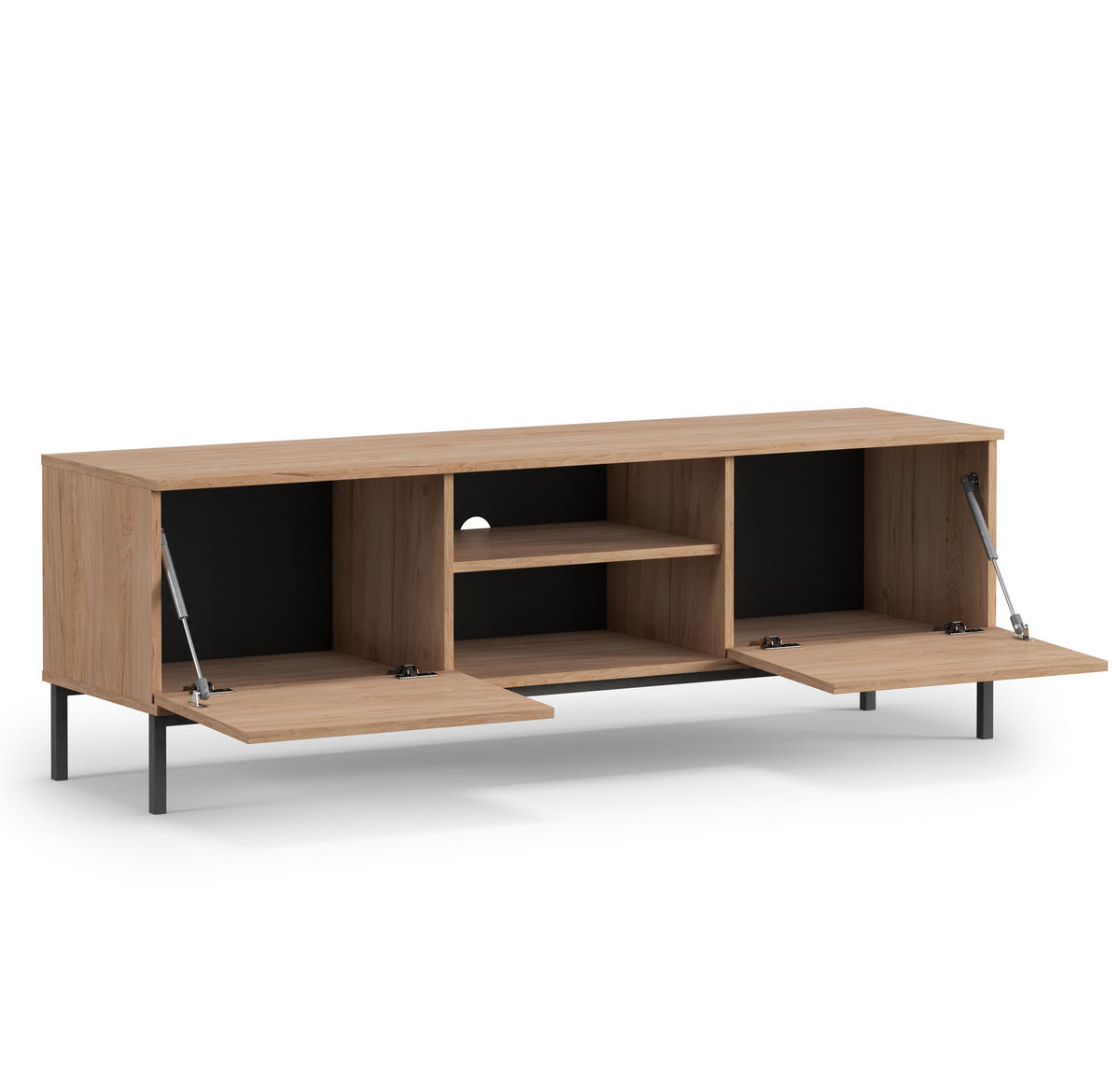 LOWBOARD Queba 2T Hellbraun 150/50/41 cm – TV Board Holzoptik modern - Hellbraun/Schwarz, Holzwerkstoff (150/50/41cm) - AX Living