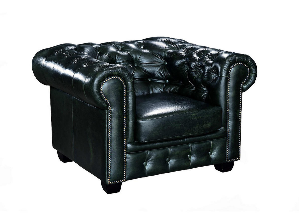 COUCHGARNITUR mit Sessel - 4 Personen - Leder - Tannengrün - BRENTON - Waldgrün, Leder (201/73/96cm) - Vente-Unique