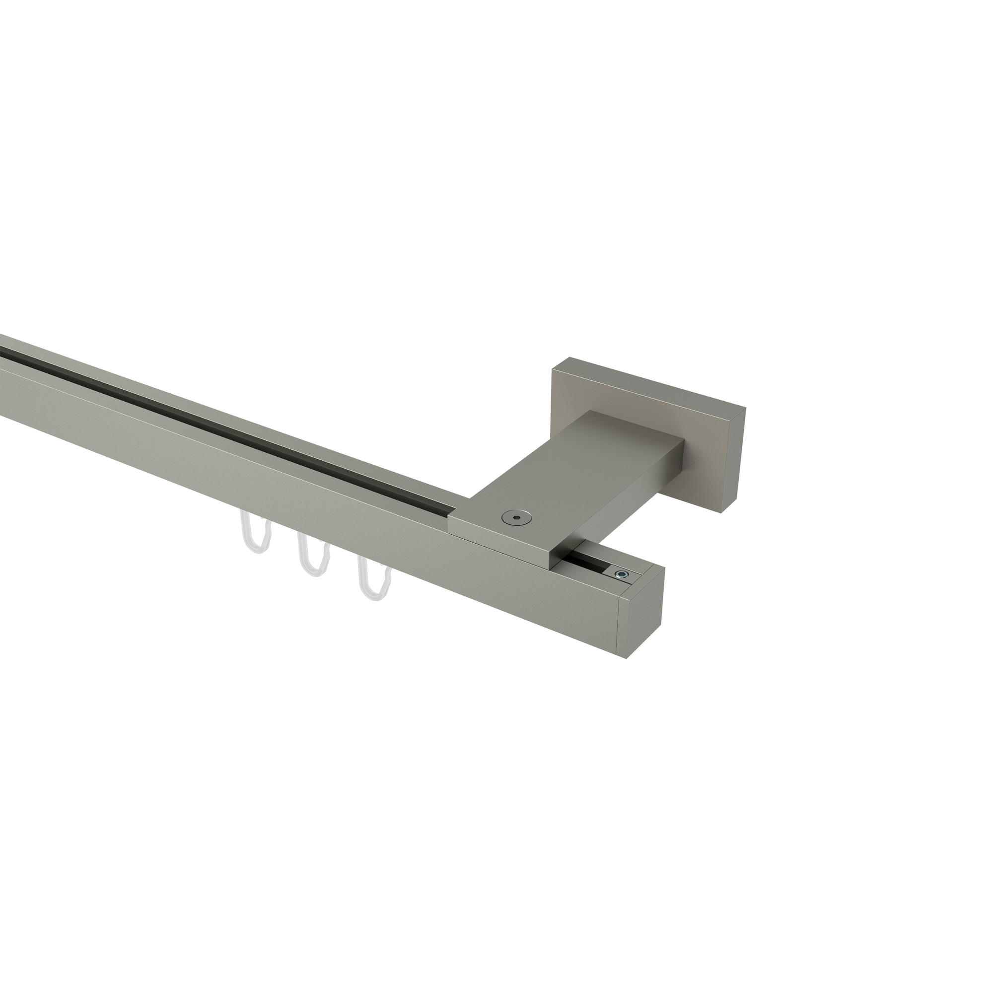 GARDINENSTANGE INNENLAUF Quadline Sono 280 cm (geteilt in 2 x 140 cm), 1-läufig, 20x20 mm Satin-Silber - Silberfarben, Metall (280cm) - INTERDECO