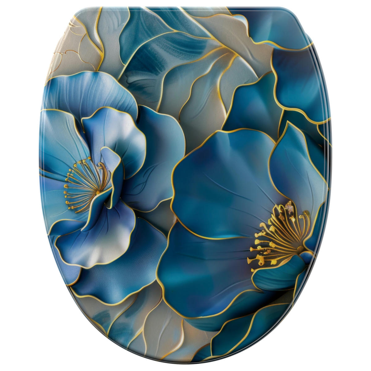 WC-SITZ mit Absenkautomatik & Top Fix Bluemara - Blau, Holzwerkstoff (37.7/5.5/48cm) - Sanilo