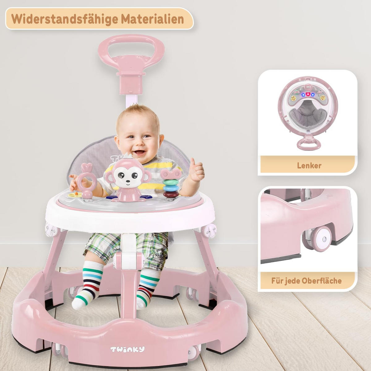 LAUFLERNWAGEN mit Spielset & Bodenmatte Rosa - Pink, Kunststoff (70/70cm) - Twinky
