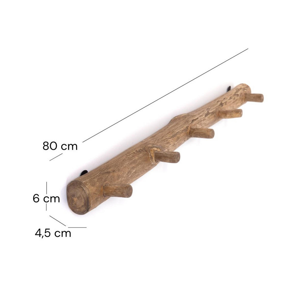 GARDEROBENLEISTE Lyra 80 Teak Massivholz, 5 Haken naturfarben - Naturfarben, Holz (80/6/5cm) - DESIGN DELIGHTS