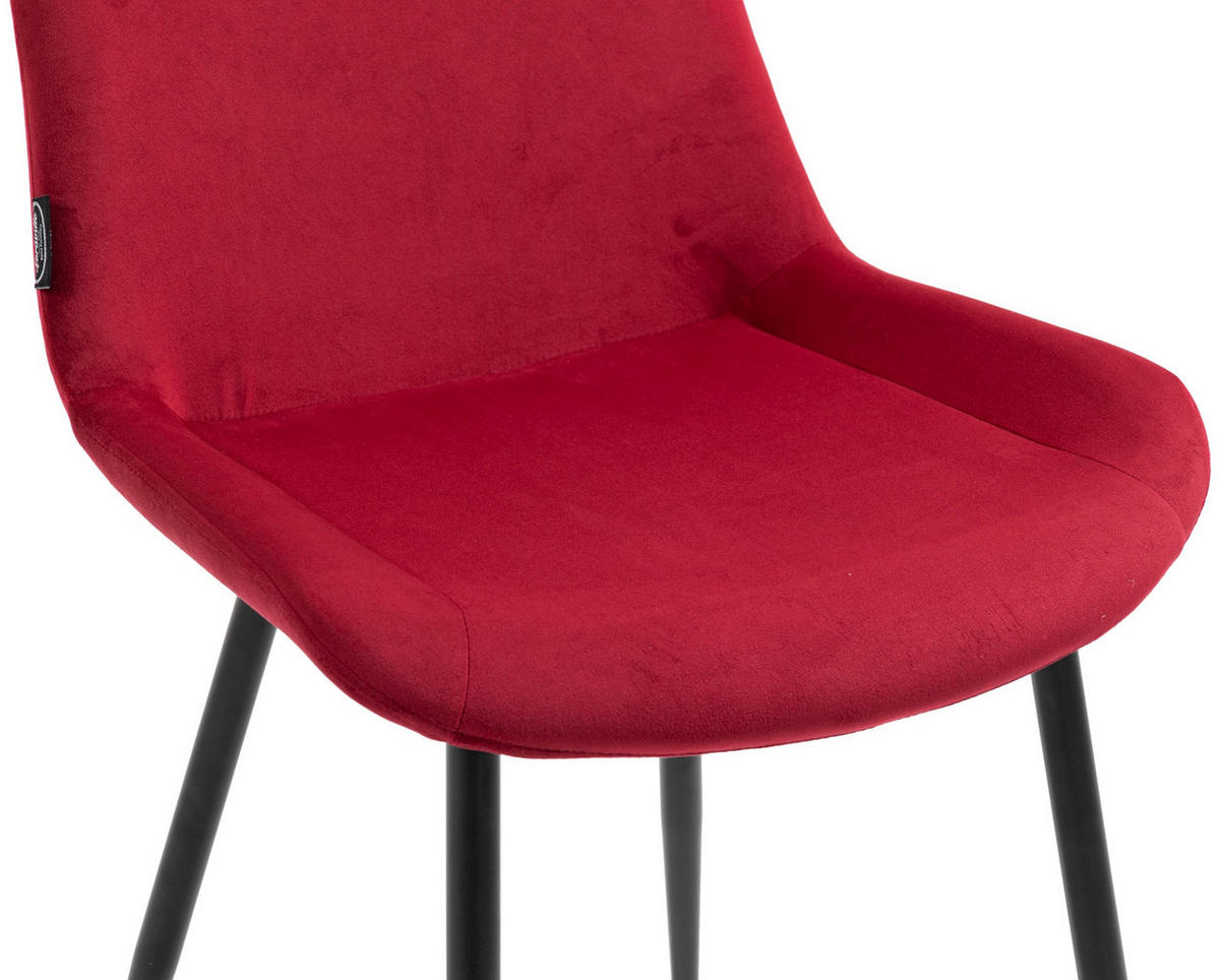 STUHL 4er Set Samt rot - Rot/Schwarz, Textil/Metall (51/80/60cm) - CLP