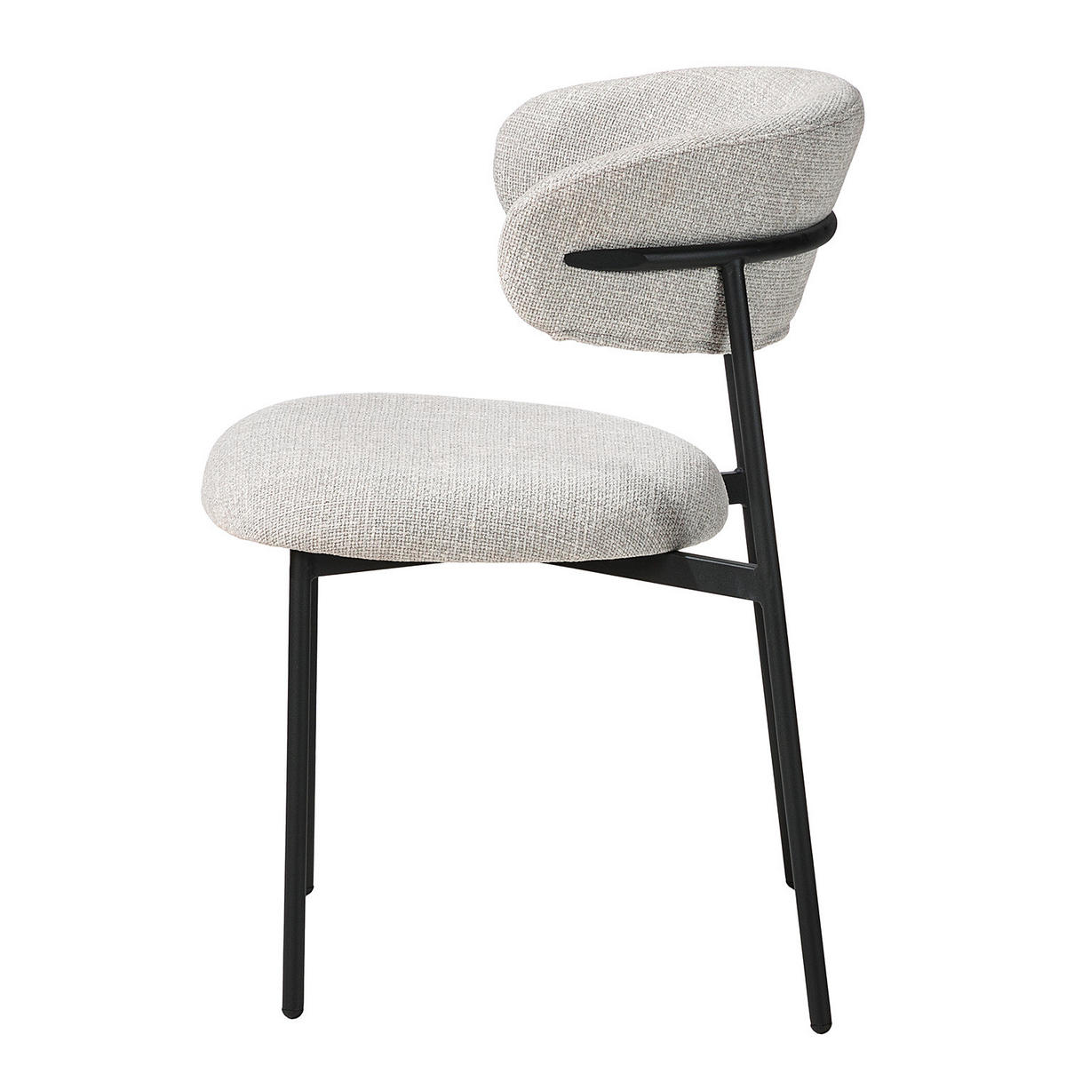 POLSTERSTUHL - 2er-Set - Strukturstoff / Edelstahl - Hellgrau/Schwarz, Textil/Metall (55/79/58cm) - home24