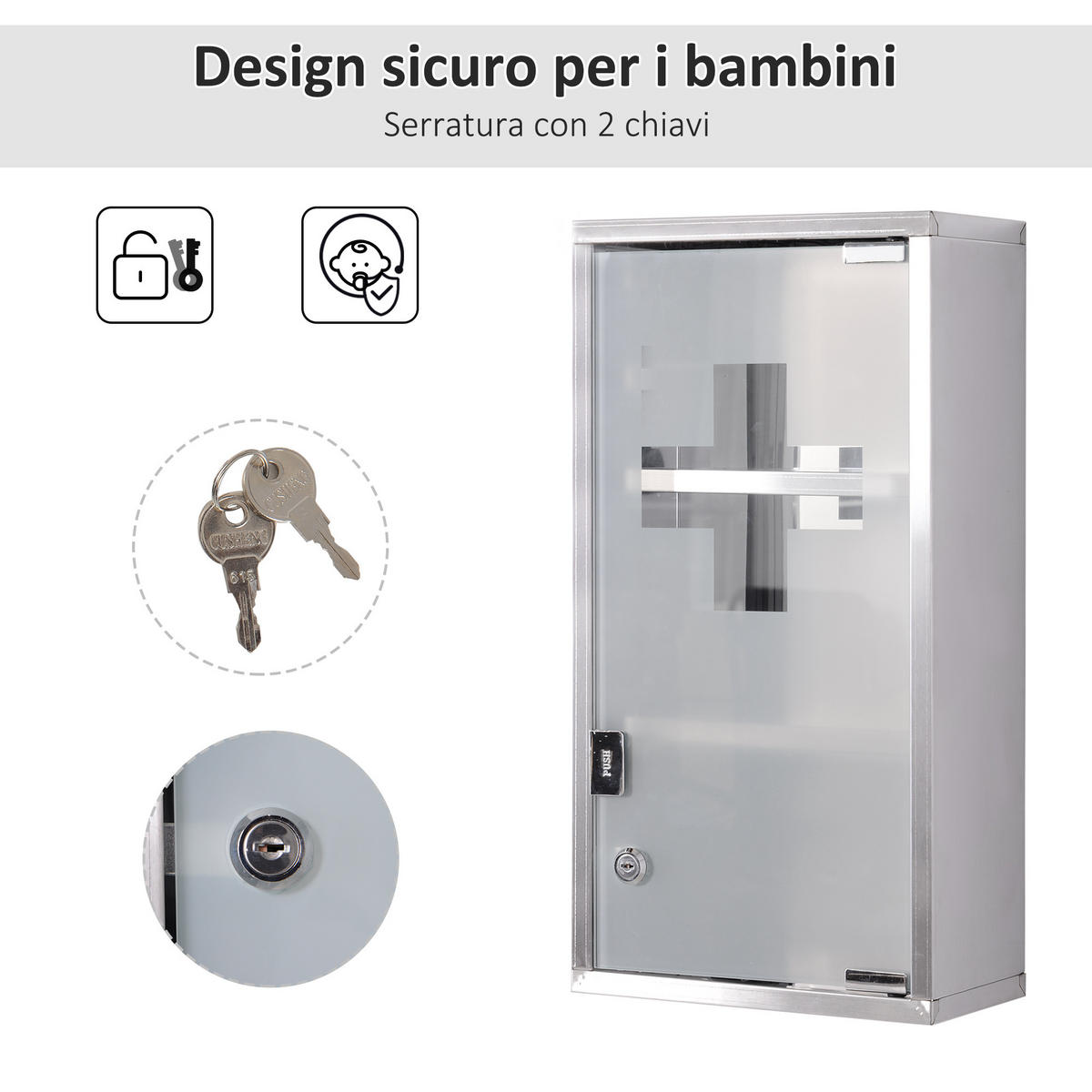 MEDIZINSCHRANK Silber 1 Stück - Silberfarben, Kunststoff (25/48/12cm) - GiPP