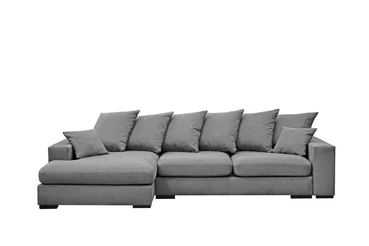 ECKSOFA Mit Schlaffunktion Und Bettkasten Couch L-form Gabon Stoff Riviera Links Grau - Grau, Holz (155/285cm) - Kaiser Möbel