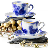KAFFESERVICE CMIELOW ROCOCO Kaffetassen-Set - Blau/Weiß, Keramik (12.5/6/12.5cm) - KONSIMO®