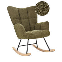 SCHAUKELSESSEL Bouclé Dunkelgrün Oulu - Hellbraun/Schwarz, Textil (71/104/83cm) - Beliani