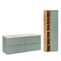 BADMÖBEL 121cm Oria 2er-Set Grün - Grün, Holzwerkstoff (121/50/46cm) - Petits-meubles