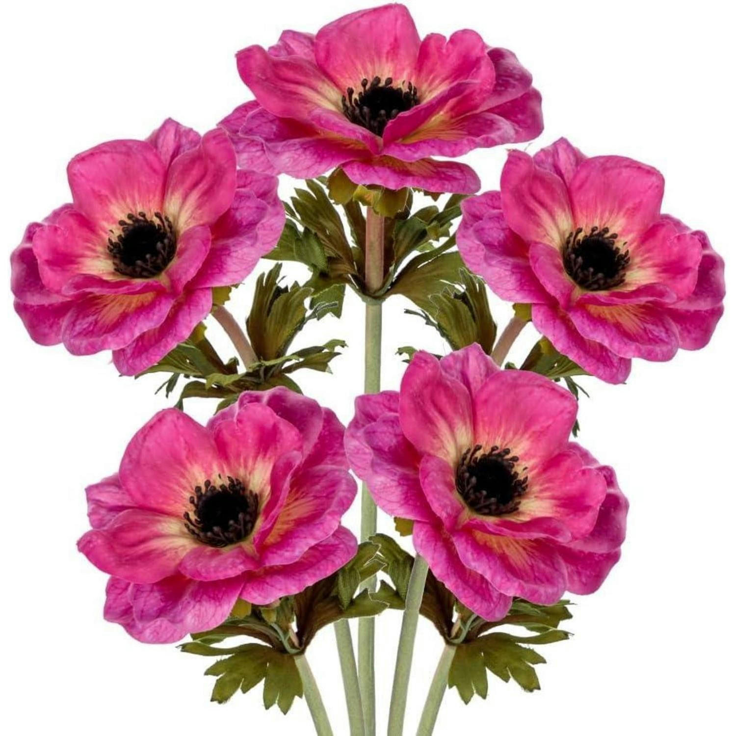 KUNSTBLUMEN 5er Set Anemonen Rosa 53 cm - Rosa, Kunststoff (53cm)