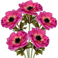 KUNSTBLUMEN 5er Set Anemonen Rosa 53 cm - Rosa, Kunststoff (53cm)