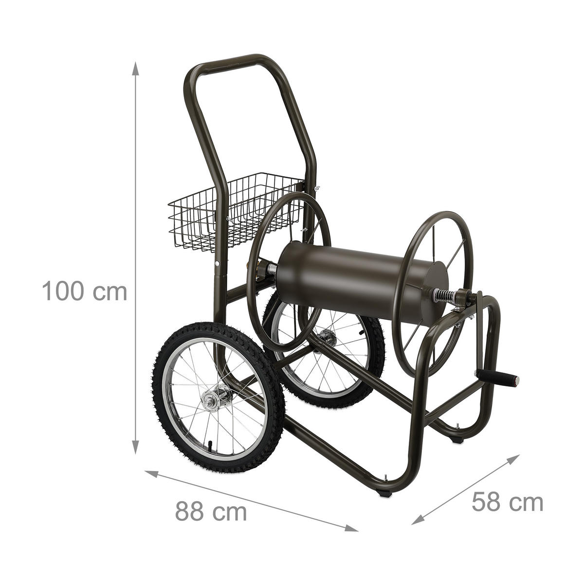 SCHLAUCHWAGEN - Braun, Kunststoff/Metall (58/100/88cm) - Relaxdays