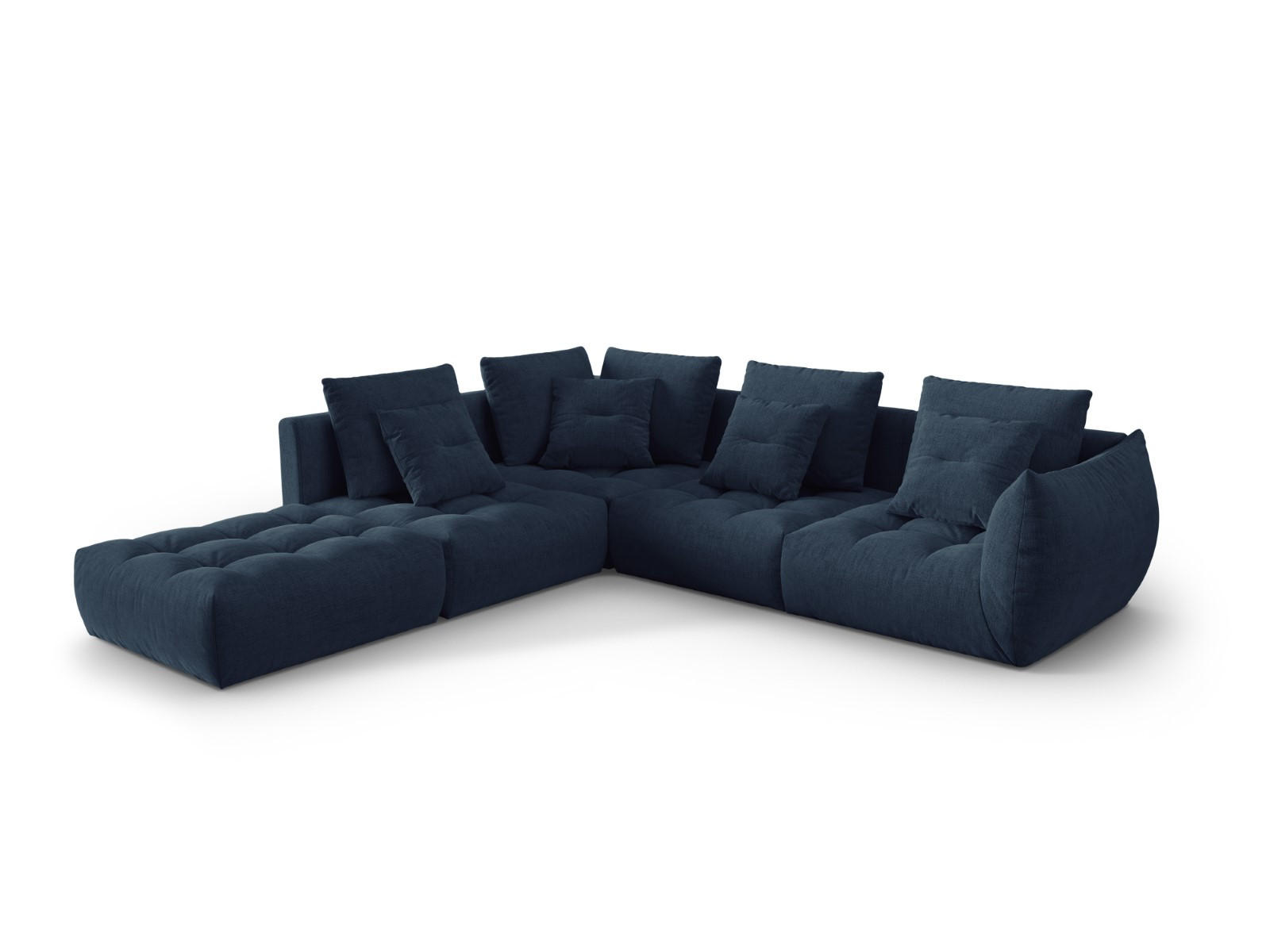 MODULARES-ECKSOFA links Bloom aus strukturiertem Stoff dunkelblau 4 Sitzplätze - Dunkelblau, Textil (310/316cm) - Micadoni