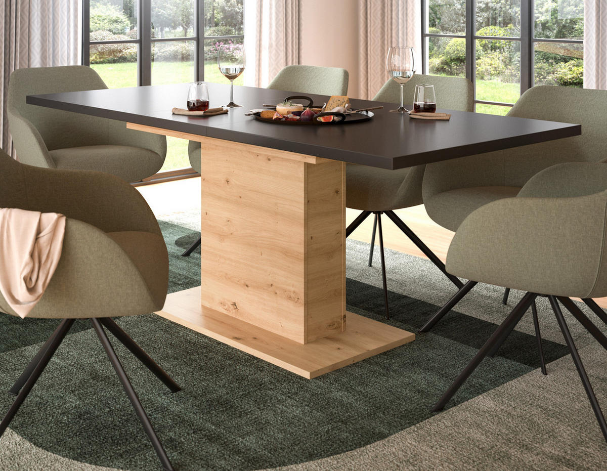 ESSTISCH grau, Eiche Artisan Küchentisch ausziehbar 150 - 190 cm - Eiche Artisan/Grau, Holzwerkstoff/Metall (150/90/76cm) - Inn.Furn