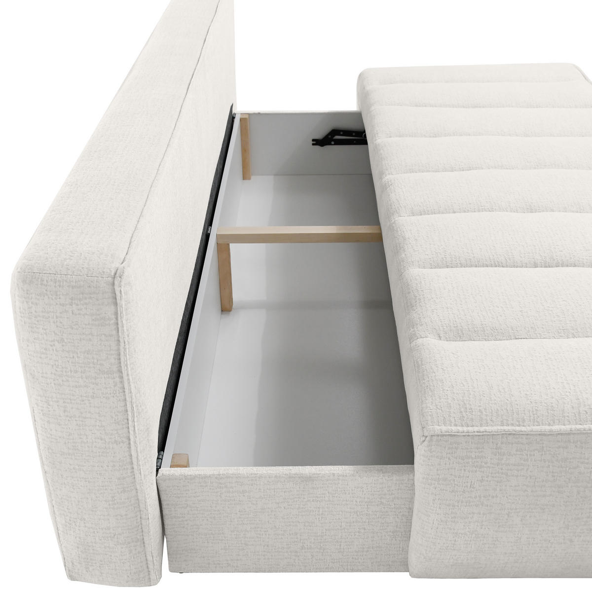 SCHLAFOSOFA Doris mit Schlaffunktion und Bettkasten, DL-System, Hellbeige - Beige, Textil (210/88/100cm) - Beautysofa