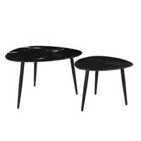 COUCHTISCHE Oval Ausziehbar Schwarzer Marmor Metall 2er-Set PLATZ - Schwarz, Stein (72/67/45cm) - Miliboo