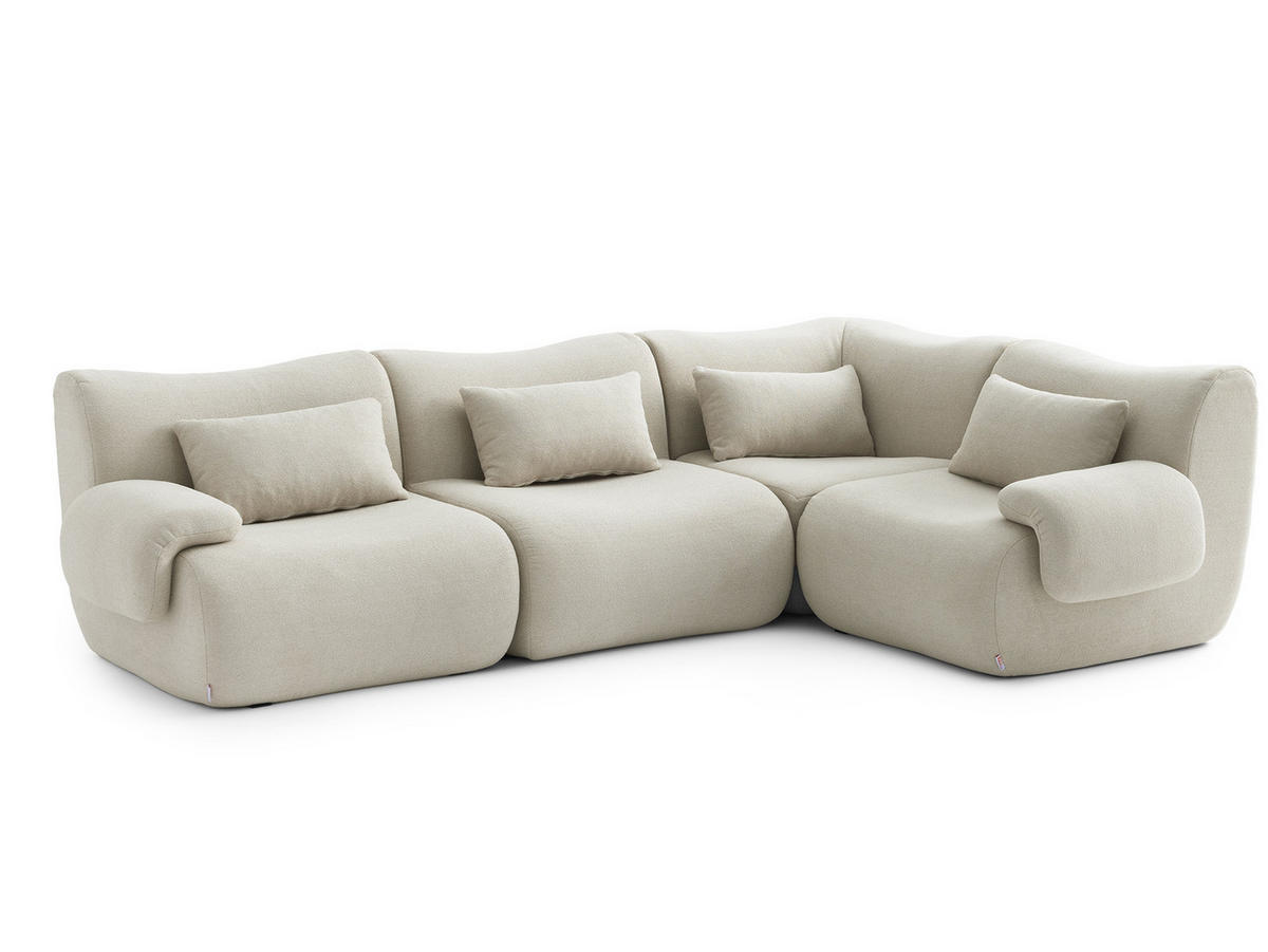 ECKSOFA Bouclé-Stoff Cremebeige - Beige, Textil (269/182cm) - MILYsofa