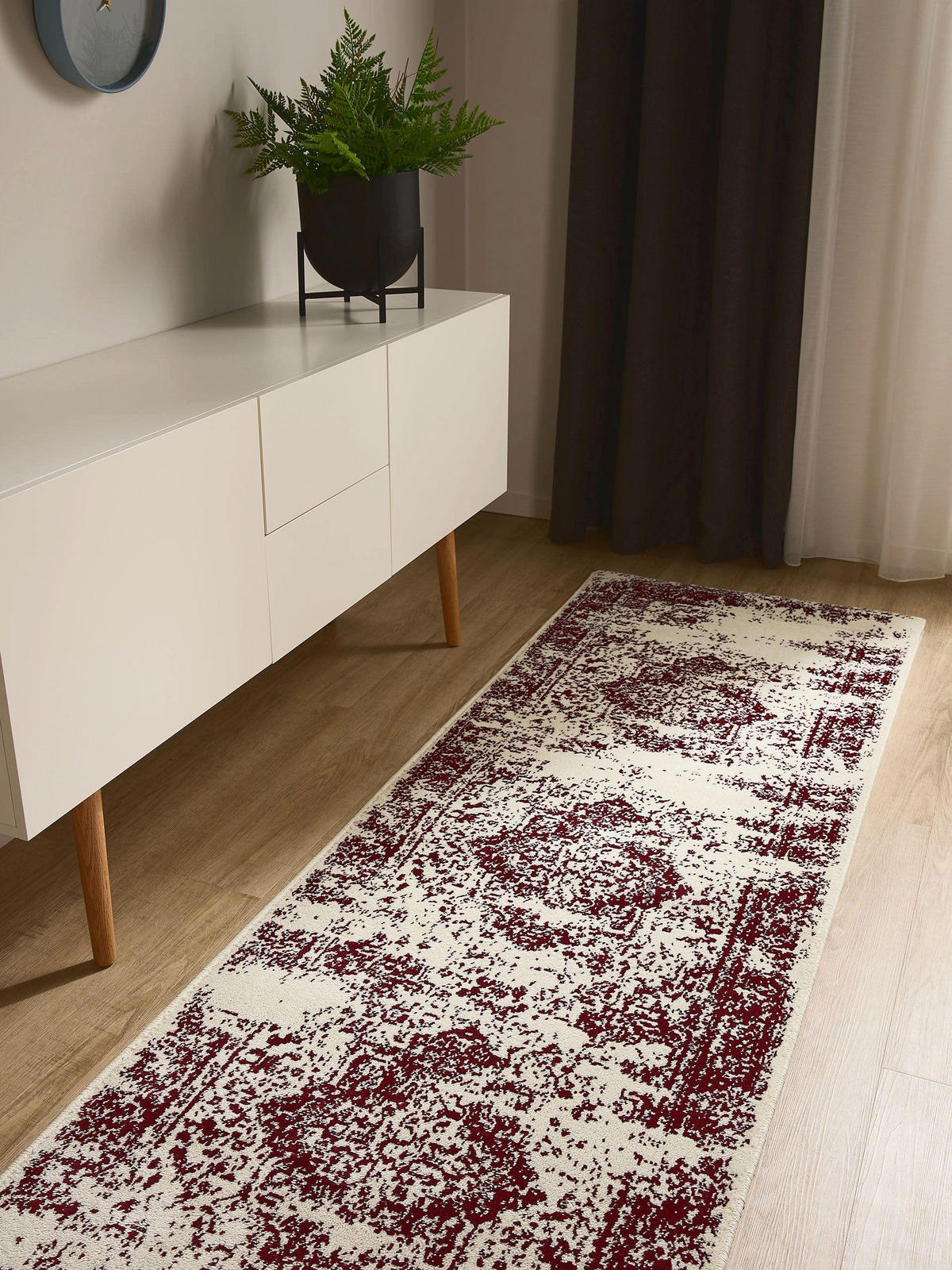 VINTAGE-LÄUFER Suki 80/240 cm - Rot/Creme, Kunststoff (80/240cm) - benuta