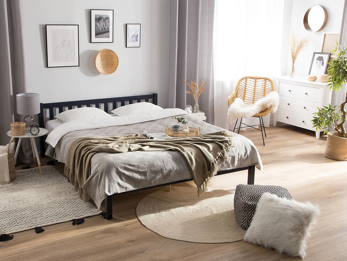 HOLZBETT 140/200cm Marineblau Florac - Blau, Holz (140/200cm) - Beliani