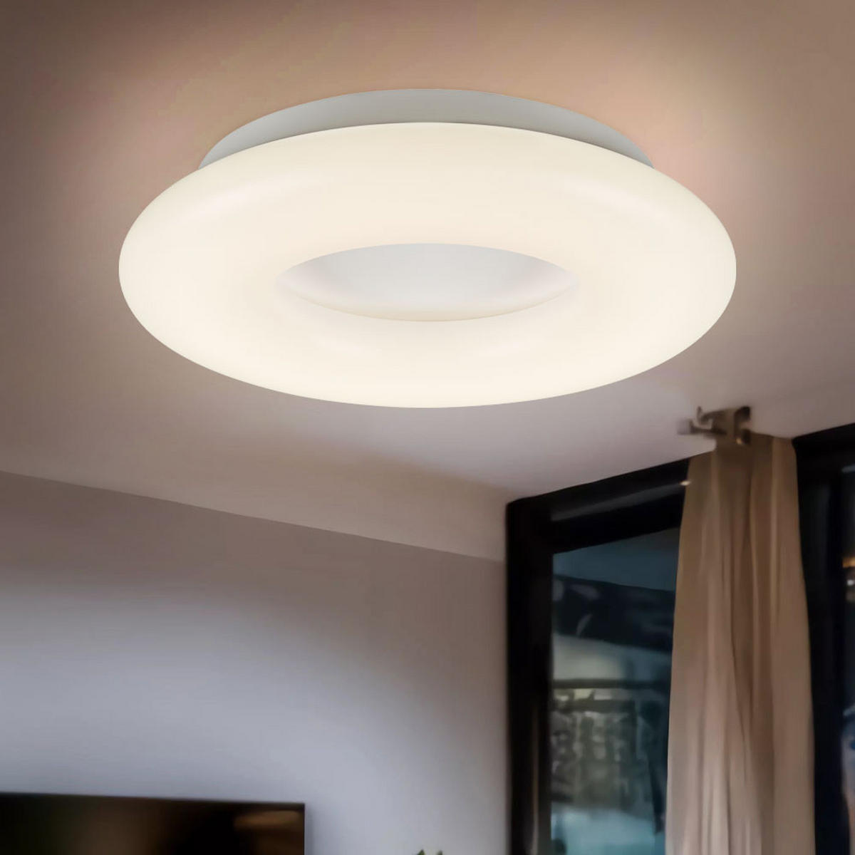 LED DECKENLEUCHTE Opal Weiß - Weiß, Metall (46/46/10cm) - Globo Lighting