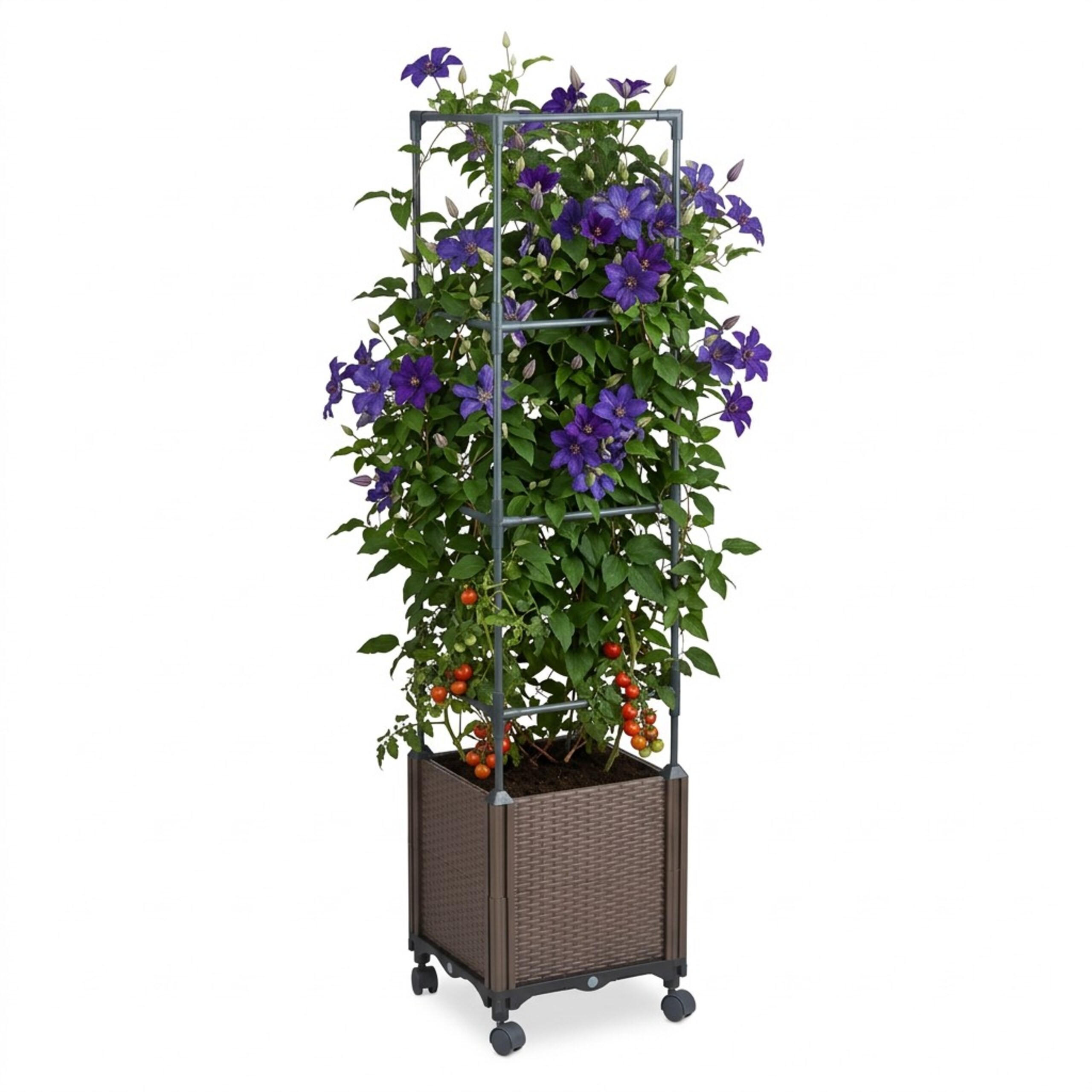 PFLANZKÜBEL - Anthrazit, Kunststoff/Metall (30/135/30cm) - Relaxdays