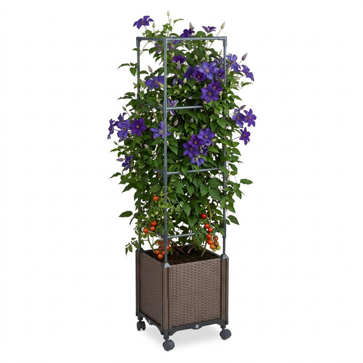 PFLANZKÜBEL - Anthrazit, Kunststoff/Metall (30/135/30cm) - Relaxdays