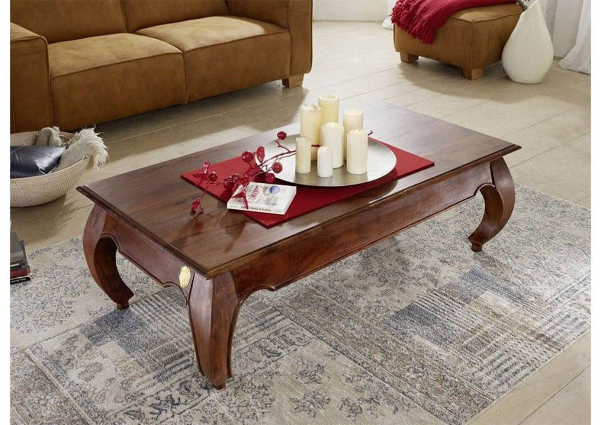COUCHTISCH Akazie 135x70x40 nougat lackiert OPIUM #616 - Dunkelbraun, Holz (135/70/41cm) - Massivmoebel24
