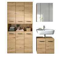 BADMÖBEL-SET 3-teilig in Artisan Eiche, Badkombination 165 x 185 cm, Cover - Eichefarben/Schwarz, Glas/Holzwerkstoff (165/185/30cm) - Inn.Furn