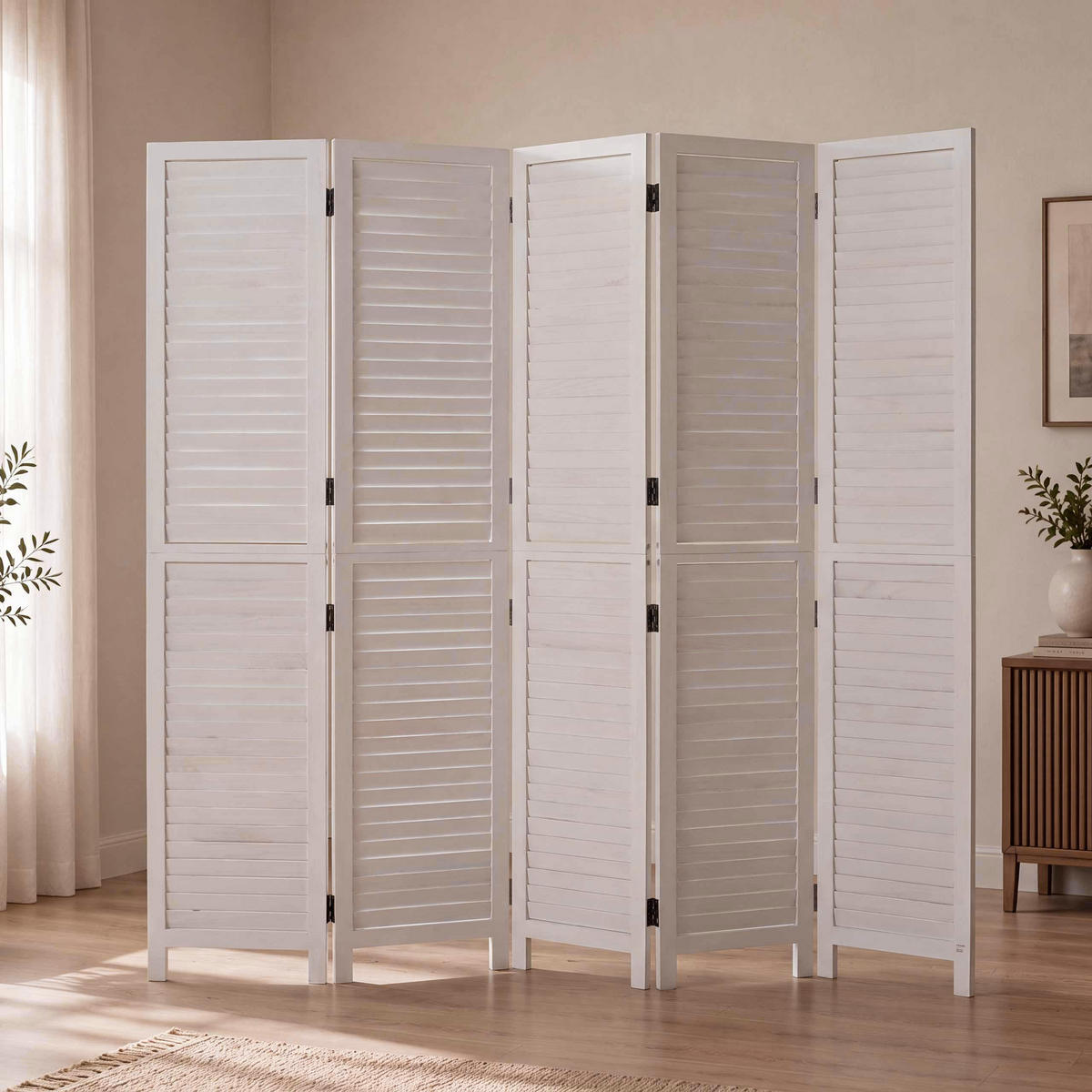 PARAVENT C30B Weiß - Weiß, Holz (202/180/10cm) - MCW