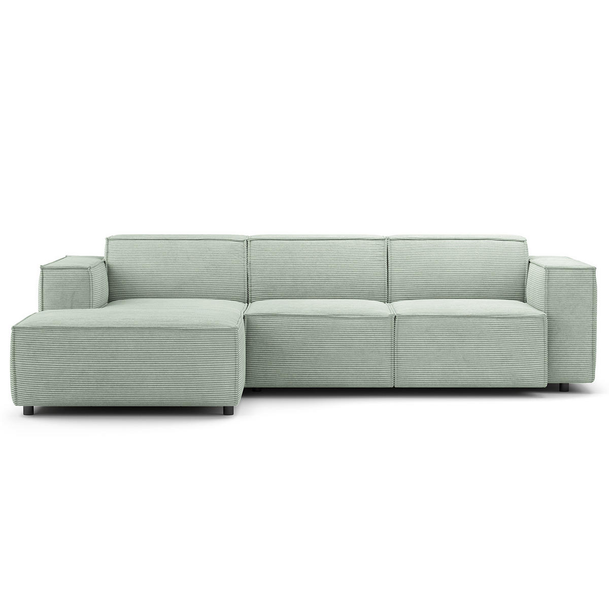 ECKSOFA mit Longchair - Schwarz/Mintgrün, Kunststoff/Textil (260/177cm) - home24