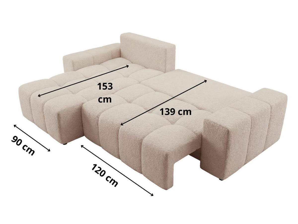ECKSOFA Bresso Bouclé-Stoff Creme - Creme, Holz/Textil (255/168cm) - Graingold