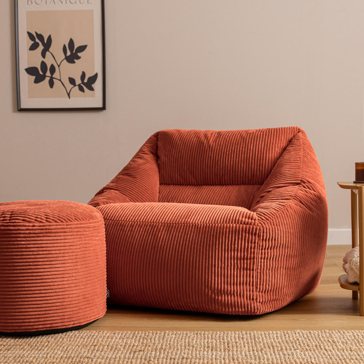 SITZSACK Sessel Natalia mit Sitzpouf - Terracotta, Textil (97/73/84cm) - icon