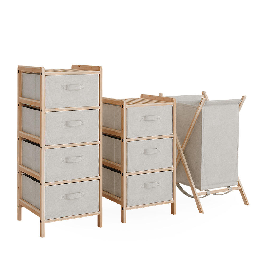 BADMÖBEL-SET Bruno Beige 3 Teile - Beige/Naturfarben, Holzwerkstoff (34.5/86/36.5cm) - Vicco