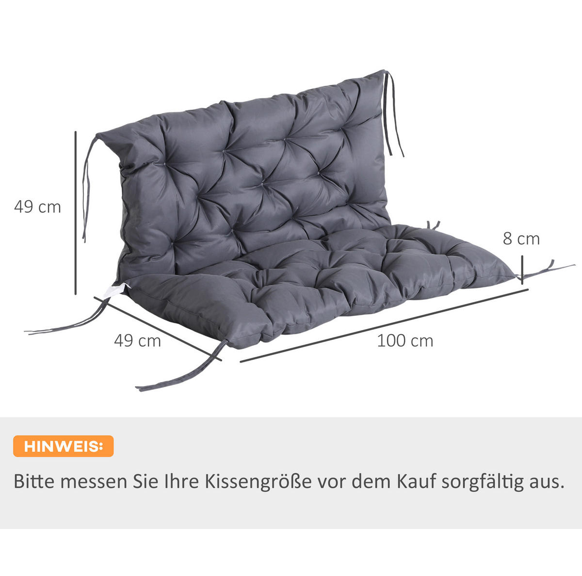 BANKAUFLAGE aus Polyester 100x98x8 cm in Dunkelgrau mit 6 Bändern - Dunkelgrau, Textil (98/8/100cm) - Modfu