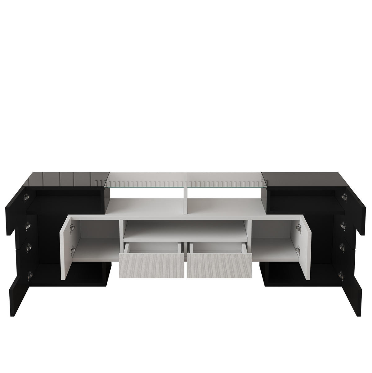 TV-SCHRANK 145/30/51 cm hochglänzend Weiß mit LED-Beleuchtung und Glasoberfläche - Weiß, Holzwerkstoff (145/51/30cm) - OKWISH