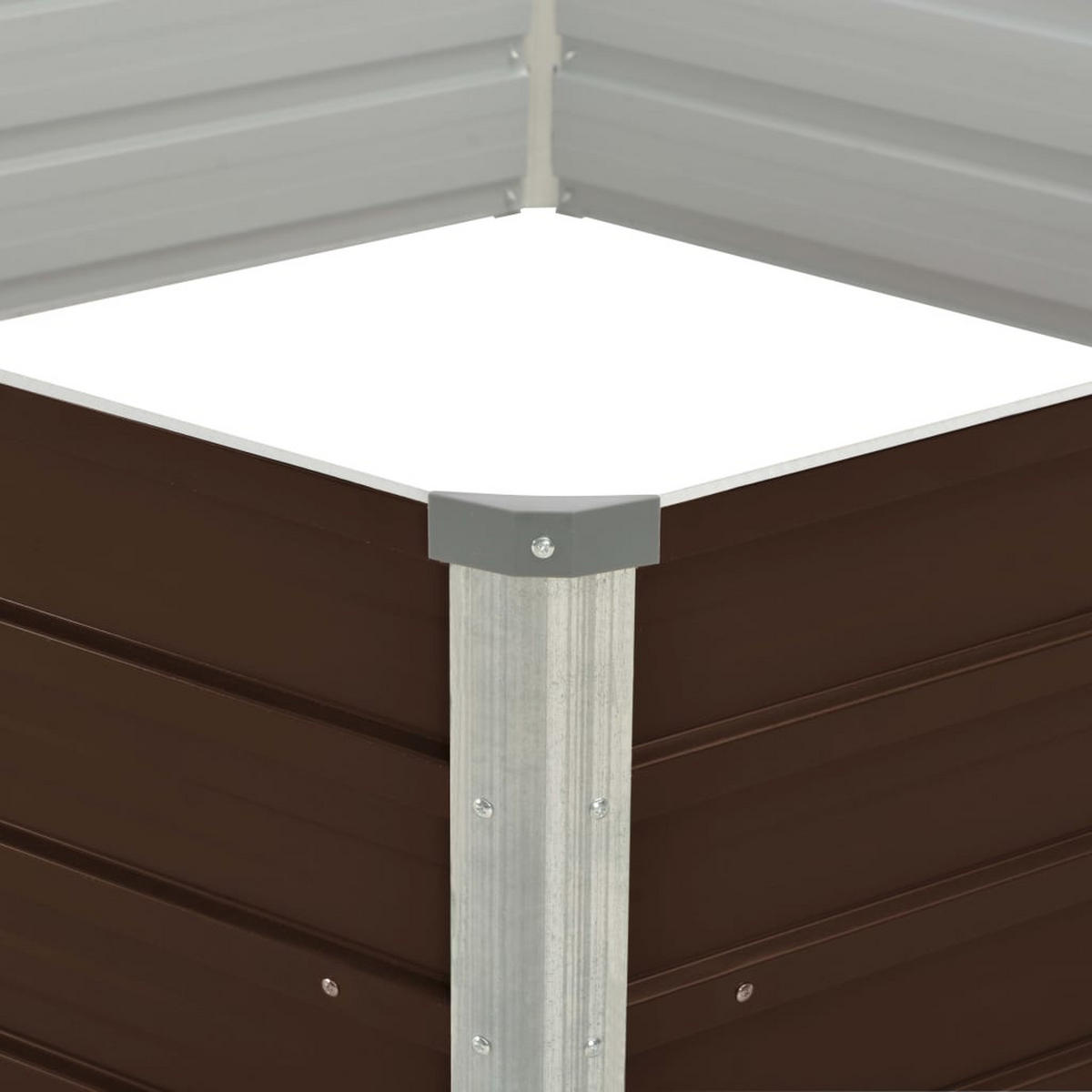 6-ECKIGES Hochbeet für Garten NOA Braun | 129x129x45cm | Verzinkter Stahl - Braun, Metall (129/45/129cm) - DELUKE